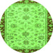 Round Oriental Green Traditional Rug, abs2991grn