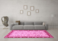 Machine Washable Oriental Pink Traditional Rug, wshabs2991pnk