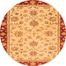 Round Oriental Orange Traditional Rug, abs2991org