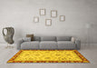 Machine Washable Oriental Yellow Traditional Rug in a Living Room, wshabs2991yw