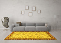 Machine Washable Oriental Yellow Traditional Rug, wshabs2991yw