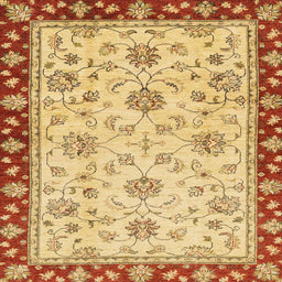 Square Abstract Chrome Gold Yellow Oriental Rug, abs2991