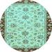 Round Oriental Light Blue Traditional Rug, abs2991lblu