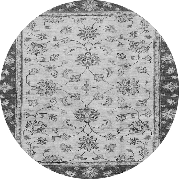 Round Machine Washable Oriental Gray Traditional Rug, wshabs2991gry