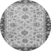 Round Machine Washable Oriental Gray Traditional Rug, wshabs2991gry