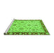 Sideview of Machine Washable Oriental Green Traditional Area Rugs, wshabs2991grn