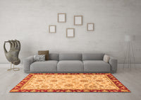 Machine Washable Oriental Orange Traditional Rug, wshabs2991org