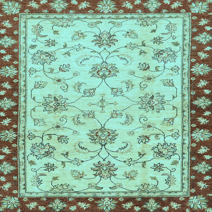 Square Machine Washable Oriental Light Blue Traditional Rug, wshabs2991lblu