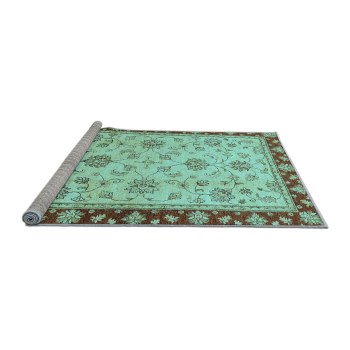 Sideview of Machine Washable Oriental Light Blue Traditional Rug, wshabs2991lblu