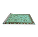 Sideview of Machine Washable Oriental Light Blue Traditional Rug, wshabs2991lblu