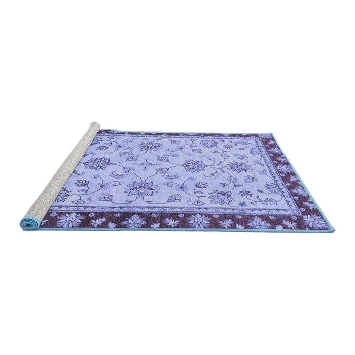 Sideview of Machine Washable Oriental Blue Traditional Rug, wshabs2991blu
