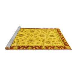 Sideview of Machine Washable Oriental Yellow Traditional Rug, wshabs2991yw