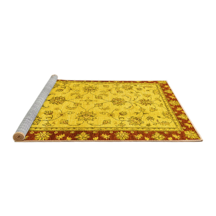 Sideview of Machine Washable Oriental Yellow Traditional Rug, wshabs2991yw