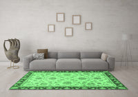 Machine Washable Oriental Emerald Green Traditional Rug, wshabs2991emgrn