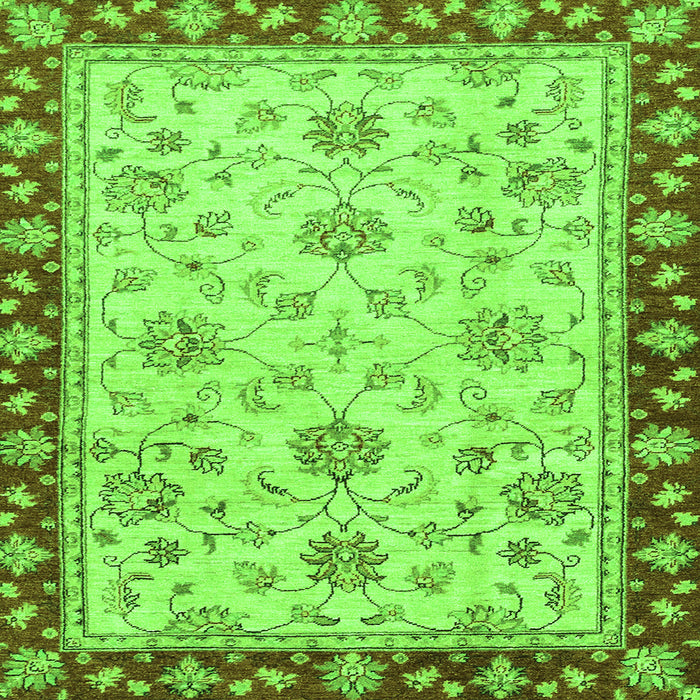Square Oriental Green Traditional Rug, abs2991grn