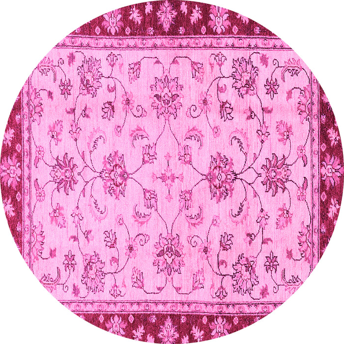 Round Oriental Pink Traditional Rug, abs2991pnk