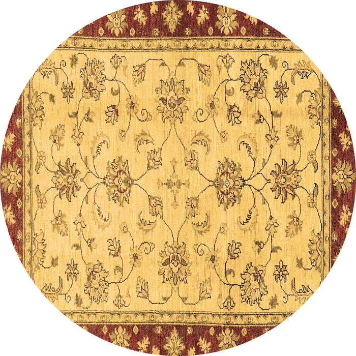 Round Machine Washable Oriental Brown Traditional Rug, wshabs2991brn
