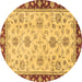 Round Machine Washable Oriental Brown Traditional Rug, wshabs2991brn