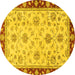 Round Oriental Yellow Traditional Rug, abs2991yw