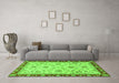 Machine Washable Oriental Green Traditional Area Rugs in a Living Room,, wshabs2991grn