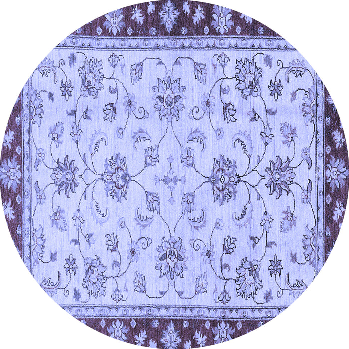 Round Machine Washable Oriental Blue Traditional Rug, wshabs2991blu