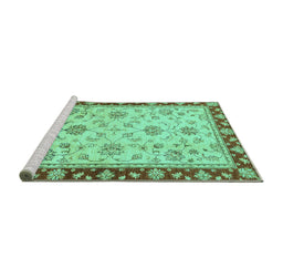 Sideview of Machine Washable Oriental Turquoise Traditional Area Rugs, wshabs2991turq