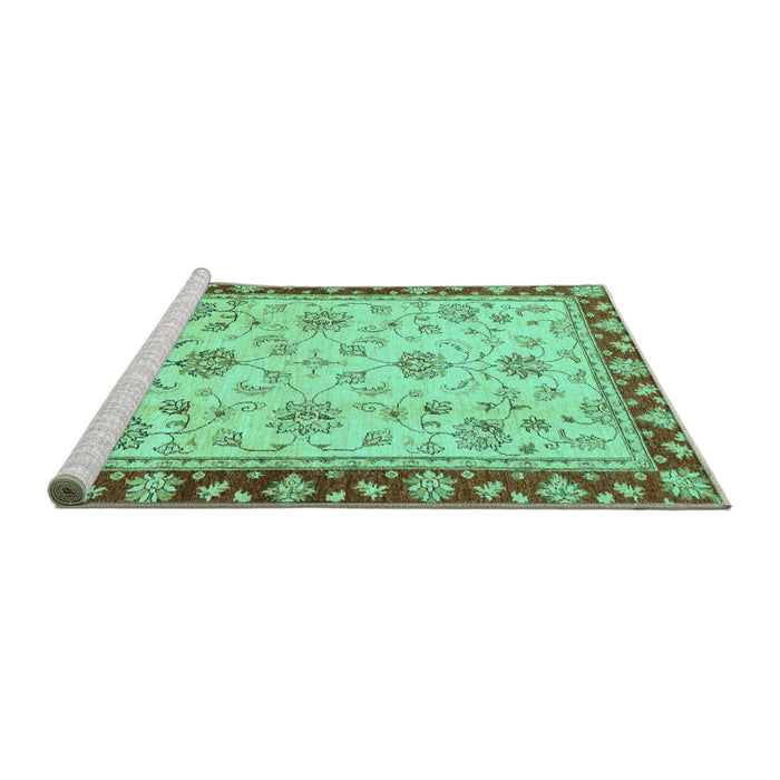 Sideview of Machine Washable Oriental Turquoise Traditional Area Rugs, wshabs2991turq