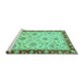 Sideview of Machine Washable Oriental Turquoise Traditional Area Rugs, wshabs2991turq