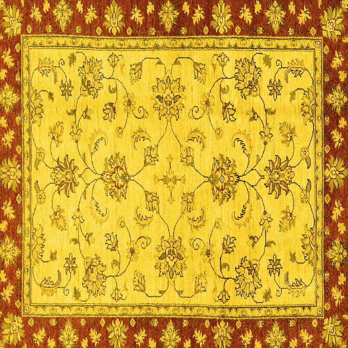 Square Machine Washable Oriental Yellow Traditional Rug, wshabs2991yw