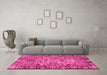 Machine Washable Abstract Pink Modern Rug in a Living Room, wshabs2992pnk