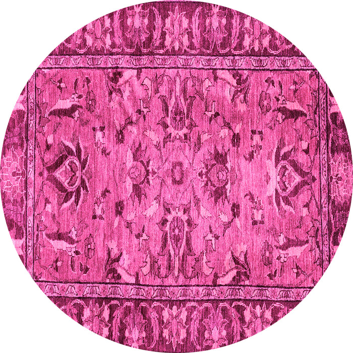 Round Abstract Pink Modern Rug, abs2992pnk