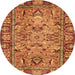 Round Abstract Orange Modern Rug, abs2992