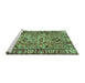 Sideview of Machine Washable Abstract Turquoise Modern Area Rugs, wshabs2992turq