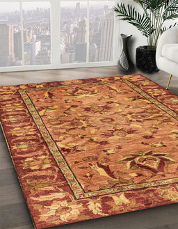Machine Washable Abstract Orange Rug in a Family Room, wshabs2992
