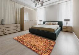 Abstract Orange Modern Rug in a Bedroom, abs2992
