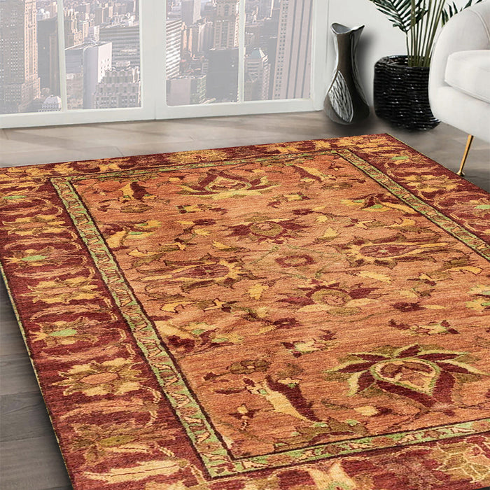 Abstract Orange Modern Rug in Family Room, abs2992