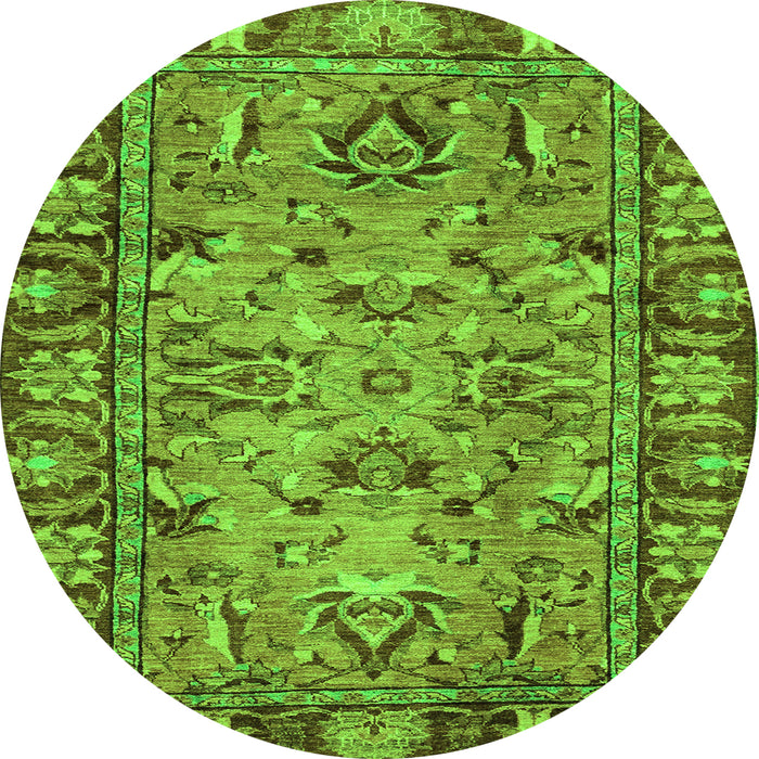 Round Abstract Green Modern Rug, abs2992grn