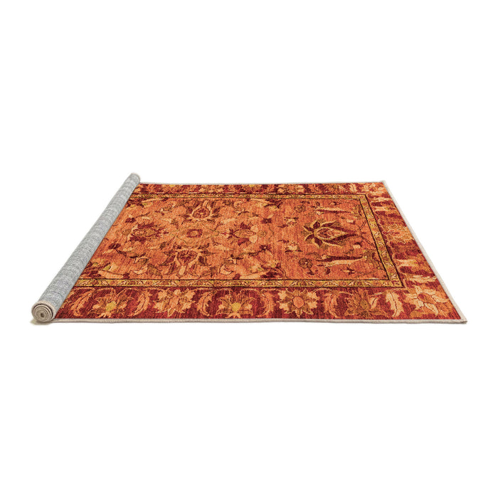 Sideview of Machine Washable Abstract Orange Modern Area Rugs, wshabs2992org