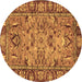 Round Abstract Brown Modern Rug, abs2992brn