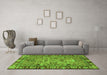 Machine Washable Abstract Green Modern Area Rugs in a Living Room,, wshabs2992grn