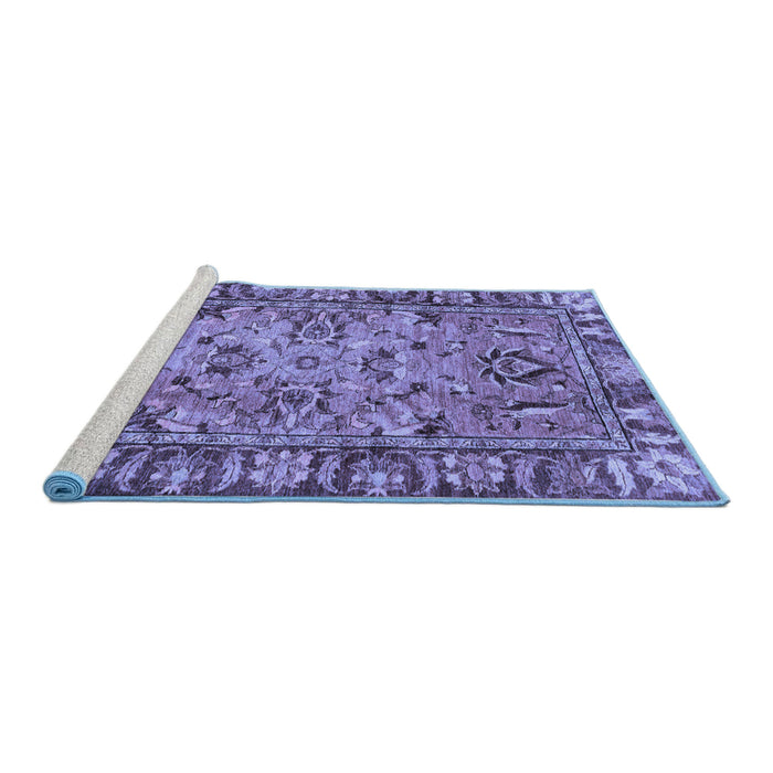 Sideview of Machine Washable Abstract Blue Modern Rug, wshabs2992blu