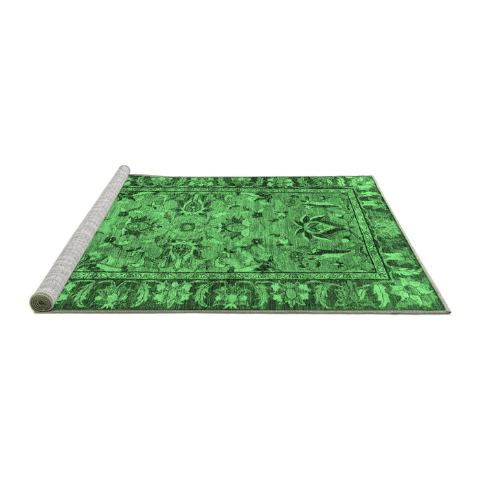 Sideview of Machine Washable Abstract Emerald Green Modern Area Rugs, wshabs2992emgrn