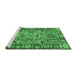 Sideview of Machine Washable Abstract Emerald Green Modern Area Rugs, wshabs2992emgrn