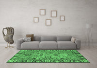 Machine Washable Abstract Emerald Green Modern Rug, wshabs2992emgrn