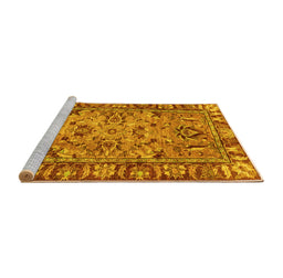 Sideview of Machine Washable Abstract Yellow Modern Rug, wshabs2992yw