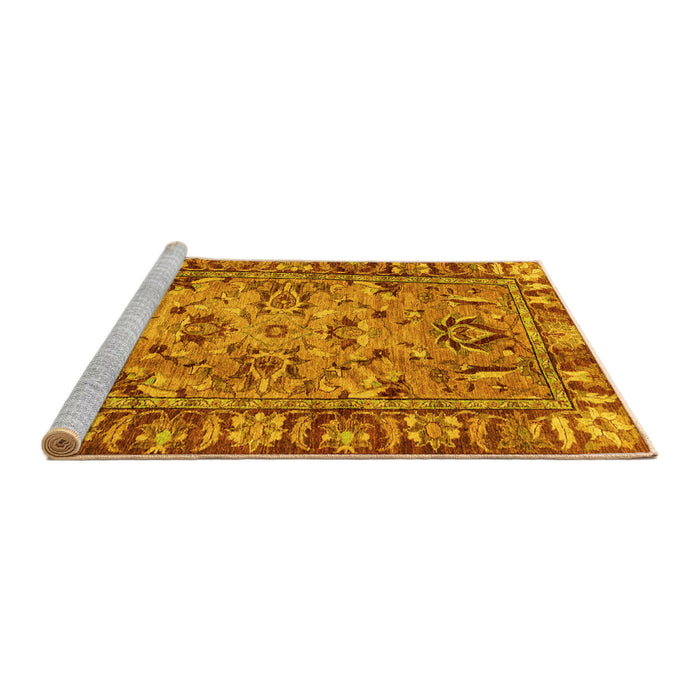 Sideview of Machine Washable Abstract Yellow Modern Rug, wshabs2992yw