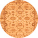 Round Machine Washable Oriental Orange Traditional Area Rugs, wshabs2993org