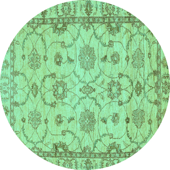 Round Machine Washable Oriental Turquoise Traditional Area Rugs, wshabs2993turq