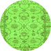 Round Oriental Green Traditional Rug, abs2993grn