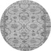 Round Machine Washable Oriental Gray Traditional Rug, wshabs2993gry